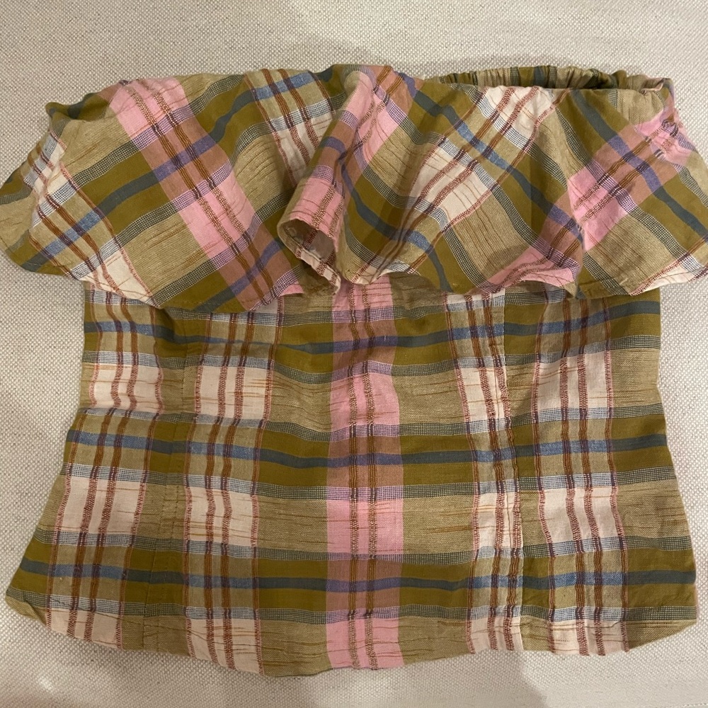 Free people summer strapless top with open back and low tie
